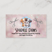 Niedliche Welpen-Logo | Schere | Bokeh-Visitenkart Visitenkarte (Vorderseite)