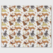 Niedliche Welpen mit Knochen und Pfoten Geschenkpapier (Flach)