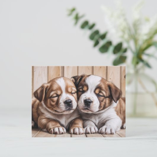 Niedliche Welpen Postkarte (Stehend Vorderseite)