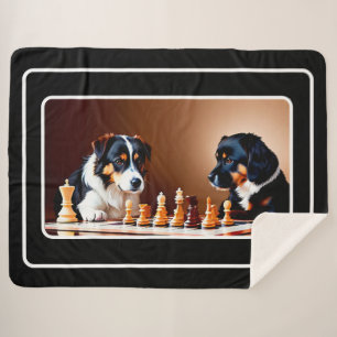 Niedliche Welpen spielen Brust Sherpa Blanka Sherpadecke