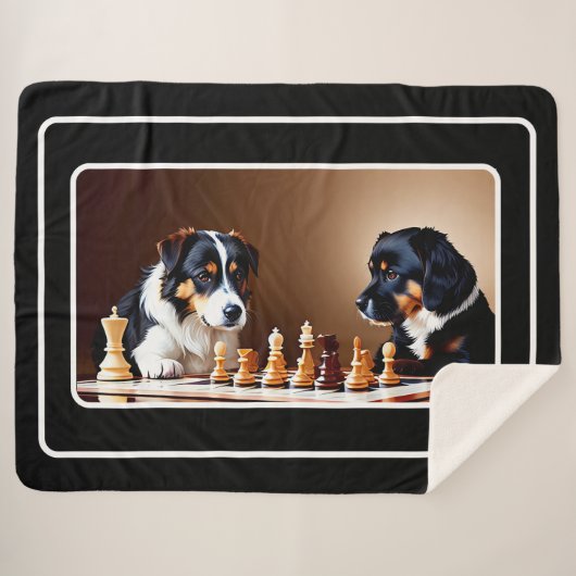 Niedliche Welpen spielen Brust Sherpa Blanka Sherpadecke (Vorderseite (Horizontal))