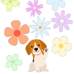 Niedliche Welpen und Blume Kissen