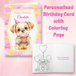 Niedliche Welpen und Cupcake Personalisiert Happy  Karte