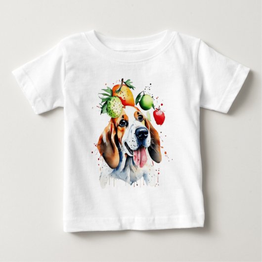 Niedliche Welpen und Früchte Baby T-shirt (Vorderseite)