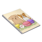 Niedliche Welpen und Macarons Illustration Art Notizblock (Rechte Seite)