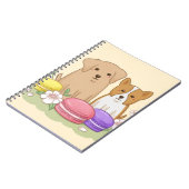 Niedliche Welpen und Macarons Illustration Art Notizblock (Linke Seite)