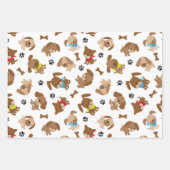 Niedliche Welpen und Paw Prints Geschenkpapier Set (Vorderseite 2)