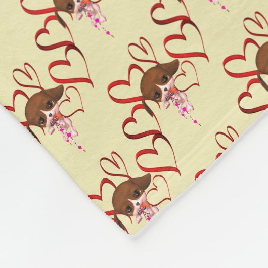 Niedliche Welpen und Rotes Herz Personalisiert Fleecedecke (Ecke)