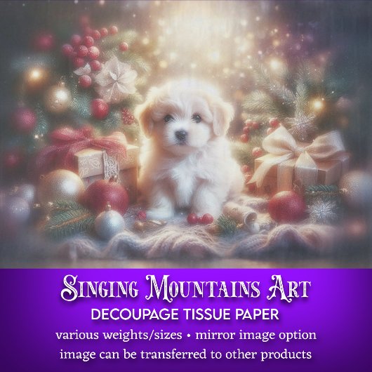 Niedliche Welpen- und Weihnachtsbaumausgabe Seidenpapier