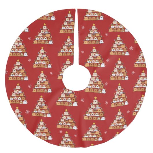 niedliche Welpen Weihnachtsbaumliebhaber Polyester Weihnachtsbaumdecke (Vorderseite)