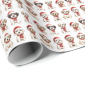 Niedliche Welpen Weihnachtswrapping Paper Geschenkpapier (Rolleneckpunkt)
