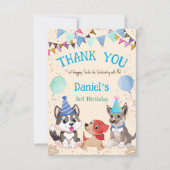 Niedliche Welpen Welpen-Party Dankeskarte (Vorderseite)
