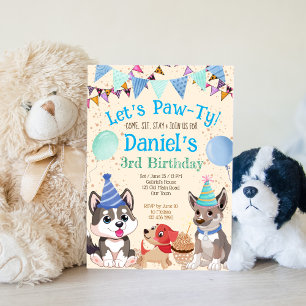 Niedliche Welpen Welpen-Party Einladung