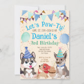 Niedliche Welpen Welpen-Party Einladung (Vorderseite)