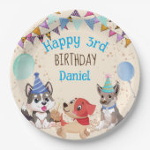 Niedliche Welpen Welpen Party personalisierter Nam Pappteller (Vorderseite)