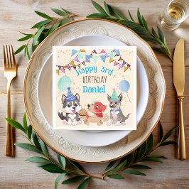 Niedliche Welpen Welpen Party personalisierter Nam Serviette