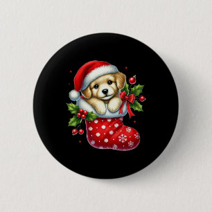 Niedliche Welpen zu Weihnachten Strümpfe für Tiere Button