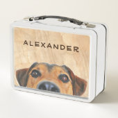 Niedliche Welpendarstellung Metall Brotdose (Rückseite)