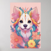 Niedliche Welpenfarbige Blume Poster (Vorne)