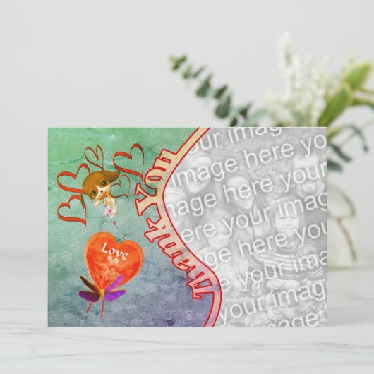 Niedliche Welpenherzen Vielen Dank Foto-Karte Dankeskarte (Stehend Vorderseite)