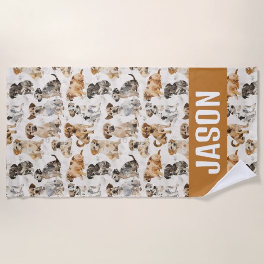 Niedliche Welpenhunde Strandtuch (Vorderseite)