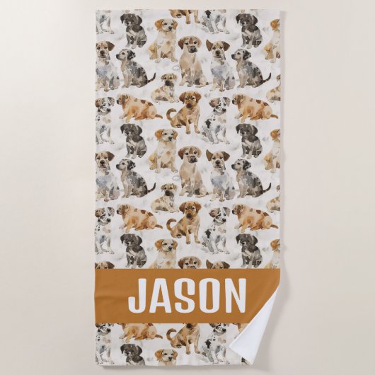 Niedliche Welpenhunde Strandtuch (Vorderseite)