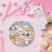 Niedliche WelpenIndividuell gestaltete Geburtstags Pappteller (Party)