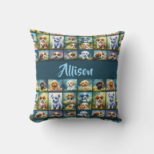Niedliche Welpenkollektion, Babyhunde, personalisi Kissen (Vorderseite)