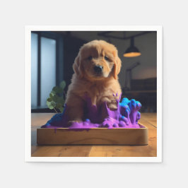 Niedliche Welpenkunst Serviette