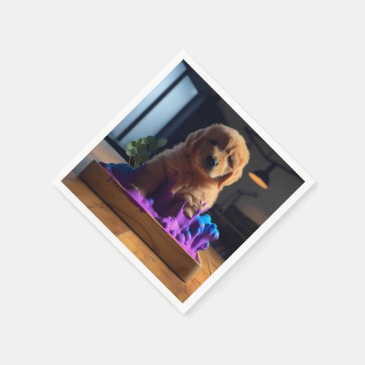 Niedliche Welpenkunst Serviette (Ecke)