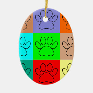 Niedliche Welpenpfähle auf Plätzen Keramikornament