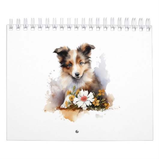 Niedliche Welpentiere Aquarell-Blume Kalender (Titelbild)