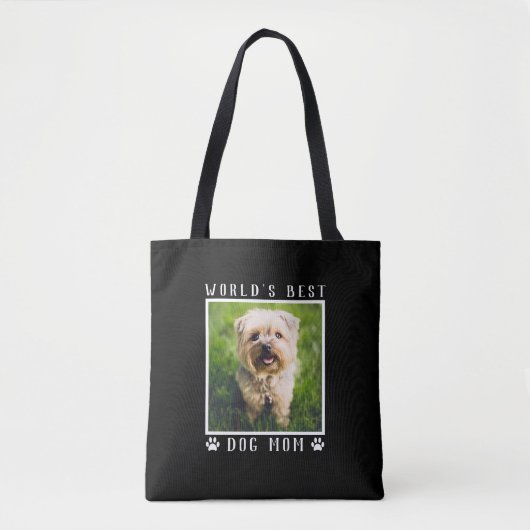 Niedliche Welt der beste Hund Mama Paw Prints Foto Tasche (Vorderseite)