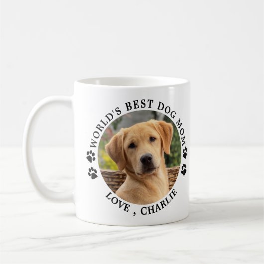 Niedliche Welt der beste Hund Mama Paw Prints Pet Kaffeetasse (Links)