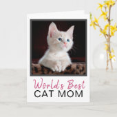 Niedliche Welt der besten Cat Mama Cat Foto Geburt Karte (Gelbe Blume)