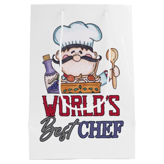 niedliche Weltkunst für Koch Mittlere Geschenktüte (Rückseite)