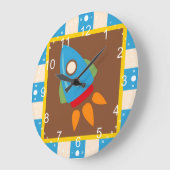 Niedliche Weltraum-Blau-Kinder Große Wanduhr (Winkel)