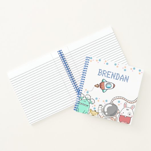 Niedliche Weltraumcharaktere Personalisierte Kinde Notizblock (Innenseite)