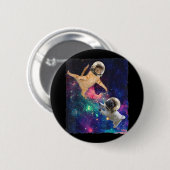 Niedliche Weltraumkatze gegen Weltraumhund Galaxy  Button (Vorne & Hinten)