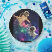 Niedliche Weltraumkatze gegen Weltraumhund Galaxy  Pappteller (Party)