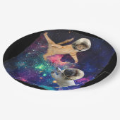 Niedliche Weltraumkatze gegen Weltraumhund Galaxy  Pappteller (Schrägansicht)