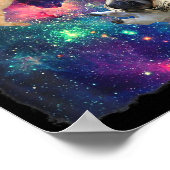 Niedliche Weltraumkatze gegen Weltraumhund Galaxy Poster (Ecke)