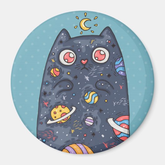 Niedliche Weltraumkatze Magnet (Vorne)