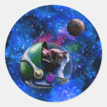 Niedliche Weltraumkatze mit blauen Galaxie-Nebelst