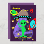 Niedliche Weltraumpartei Aliens Themed Birthday Pa Einladung (Vorne/Hinten)