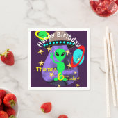 Niedliche Weltraumpartei Aliens Themed Birthday Pa Serviette (Beispiel)
