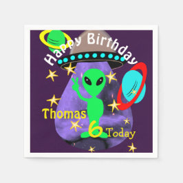 Niedliche Weltraumpartei Aliens Themed Birthday Pa Serviette