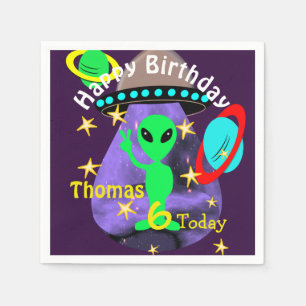 Niedliche Weltraumpartei Aliens Themed Birthday Pa Serviette