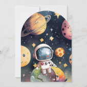 Niedliche Weltraumplaneten 1. Geburtstag Einladung (Rückseite)