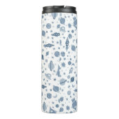 Niedliche Weltraumplaneten Rockets Moon Blue Thermosbecher (Rückseite)